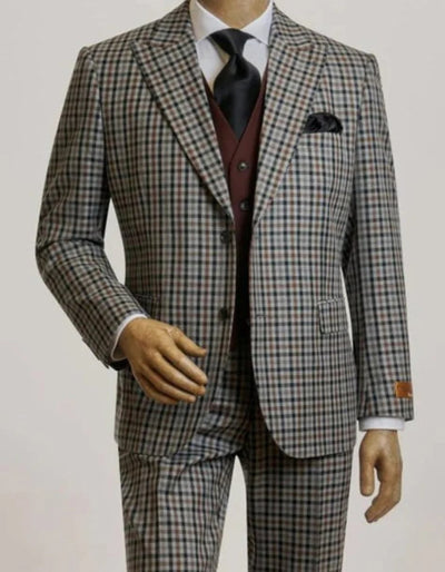 Modern Fit Peak Lapel 3 Piece Suit