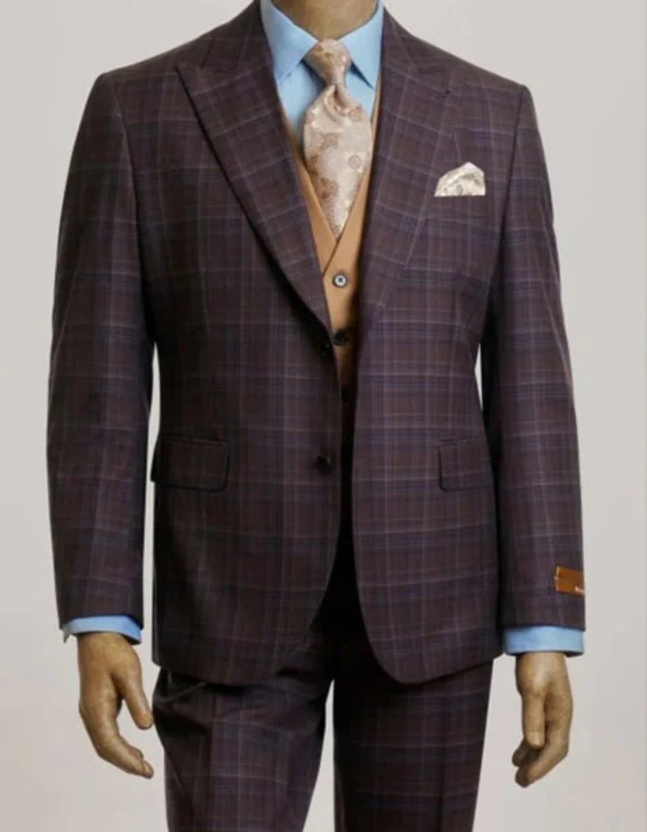 Purple Modern Fit Peak Lapel Suit - 3 Piece