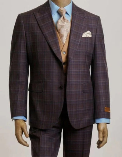 Purple Modern Fit Peak Lapel Suit - 3 Piece