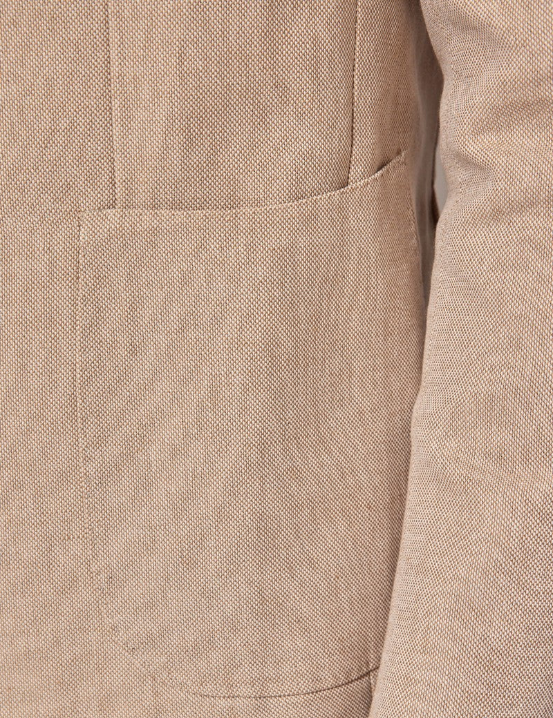Mens Linen Slim Suit - Stone