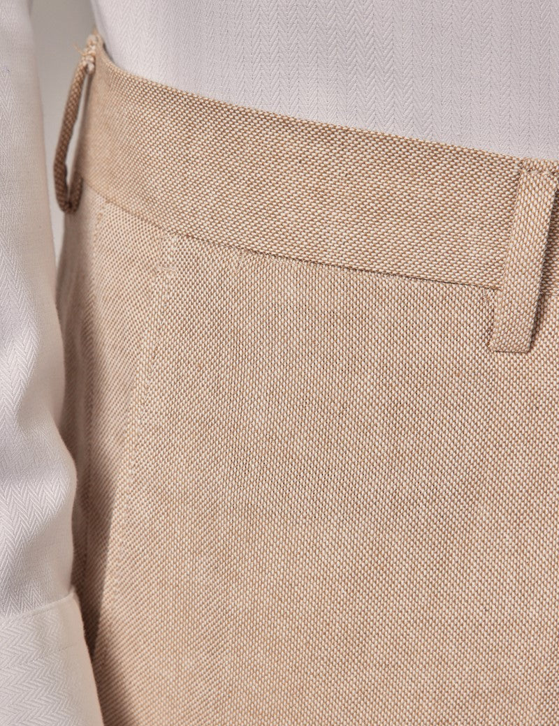 Mens Linen Slim Suit - Stone