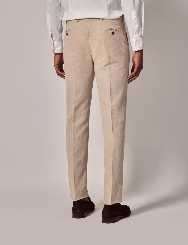 Mens Linen Slim Suit - Stone