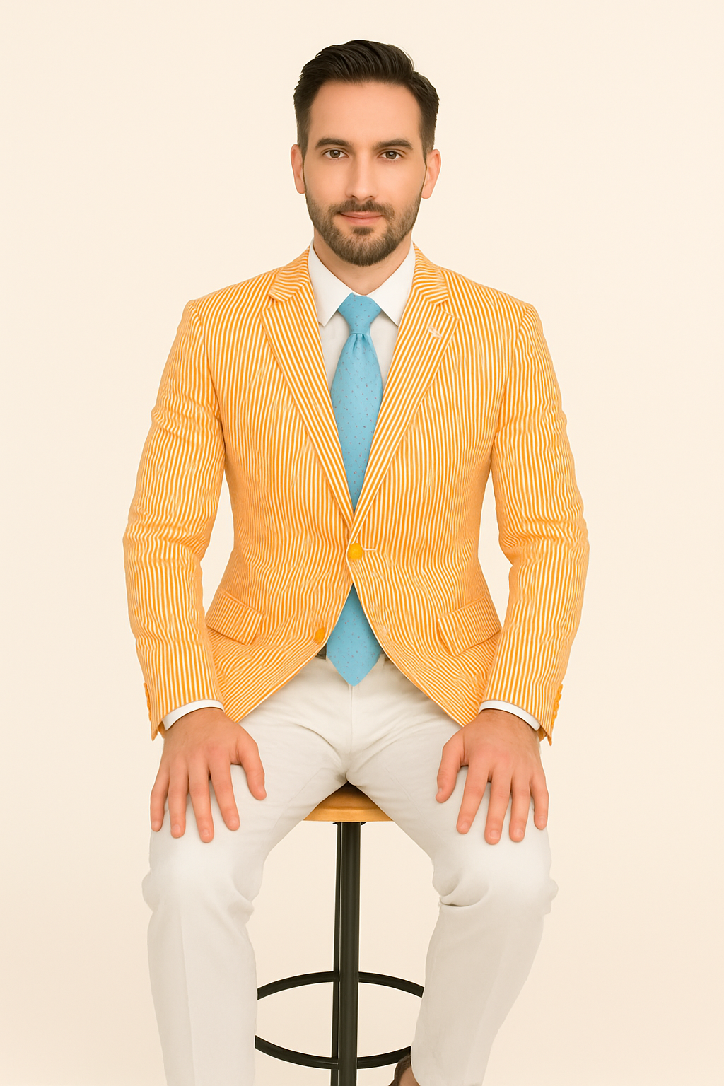 Striped Seersucker Orange Blazer