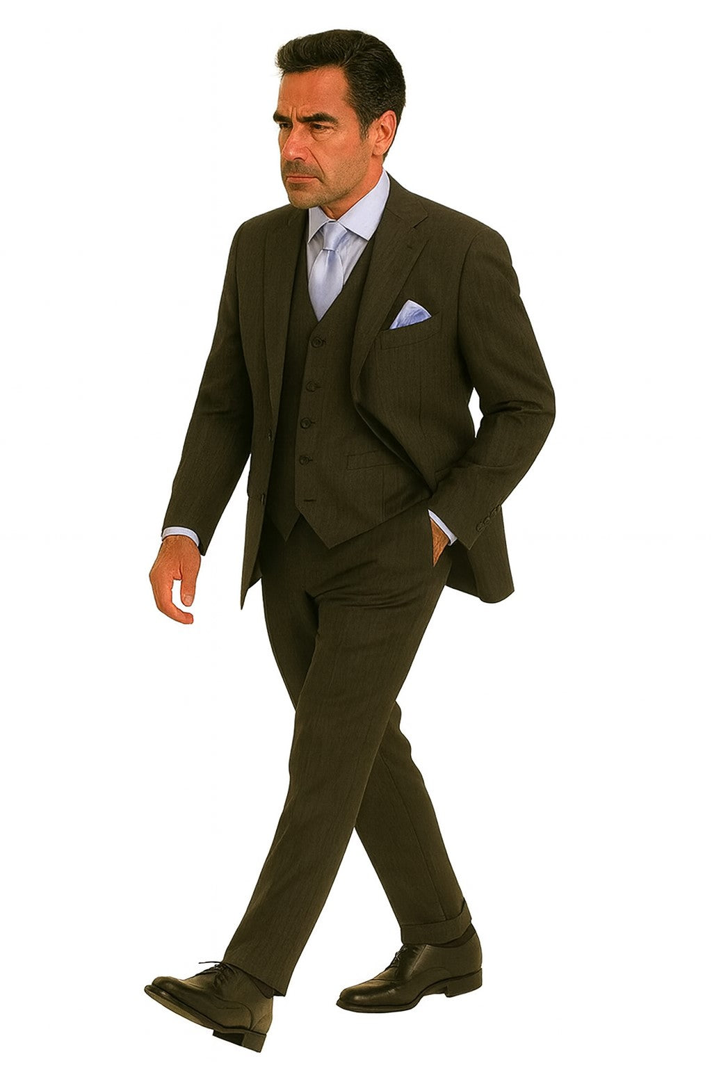 Men's Super Stylish Stunning Charcoal Gray Pinstripe 3 Pieces Vested Suits Available in 2 or 3 buttons - Three Piece Suit