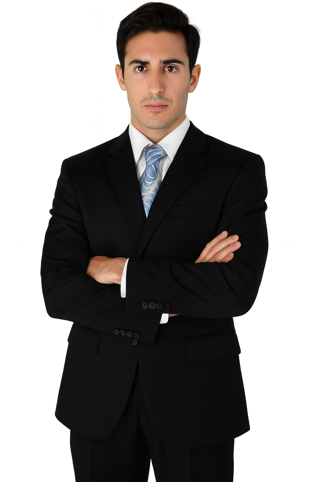 Milano Moda 3-Button Navy Suit for Men