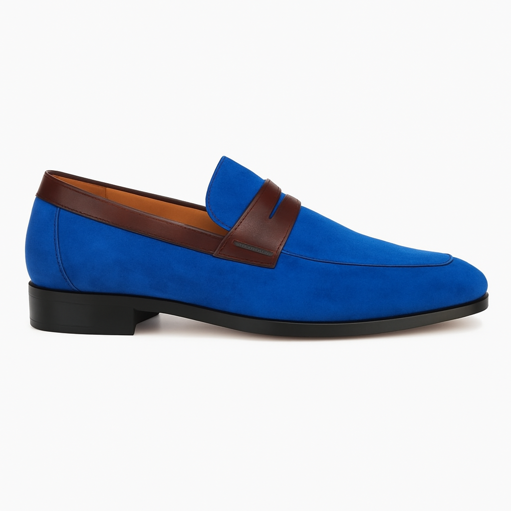 Men's Blue Slip On Stylish Dress Loafer Design Shoe