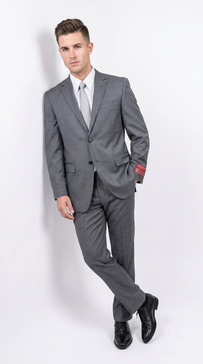Authentic Tiglio Charcoal Gray 2-Button Wool Suit – Luxury Men's Business, Wedding & Formal Suit