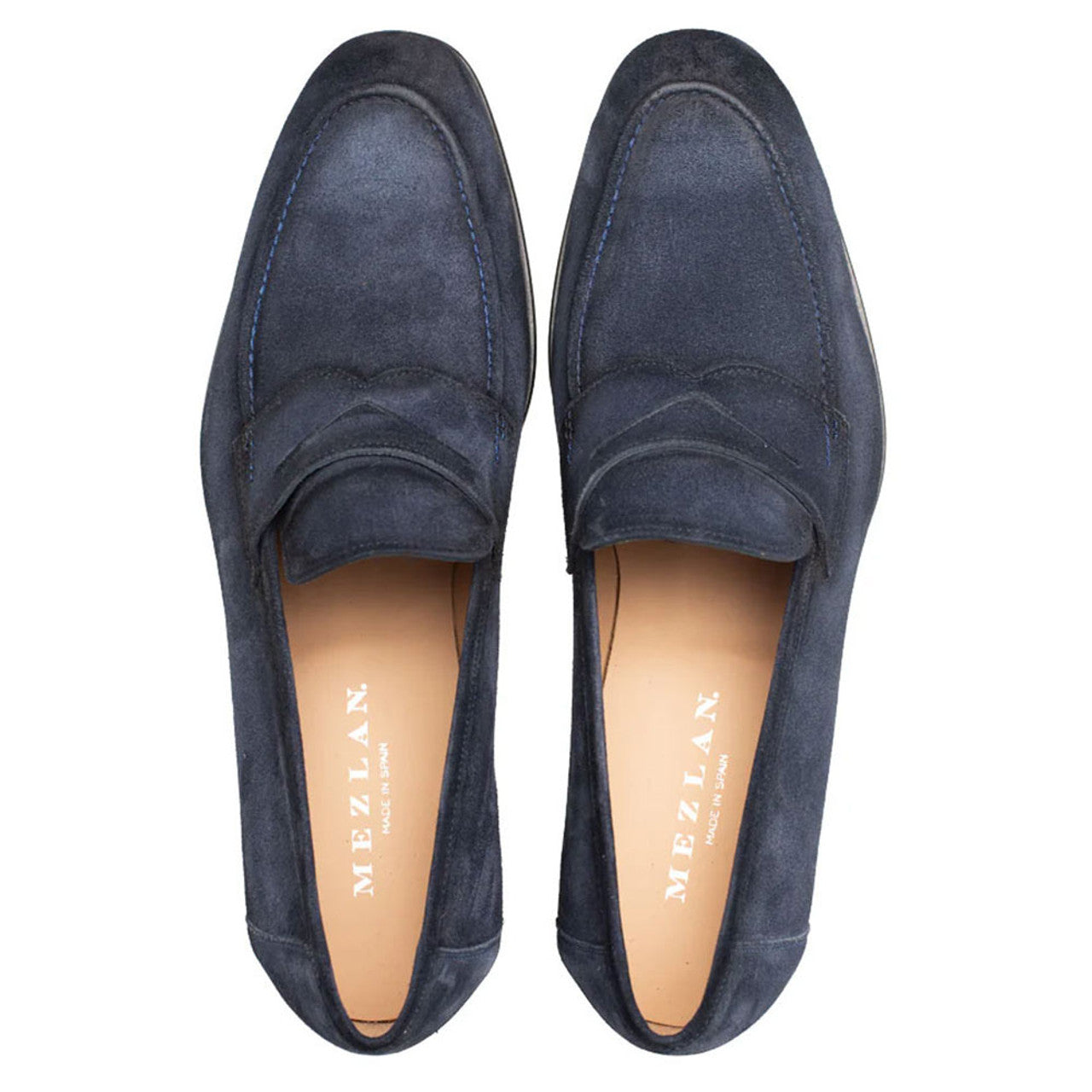 Caro Navy Suede Penny Loafers by Mezlan
