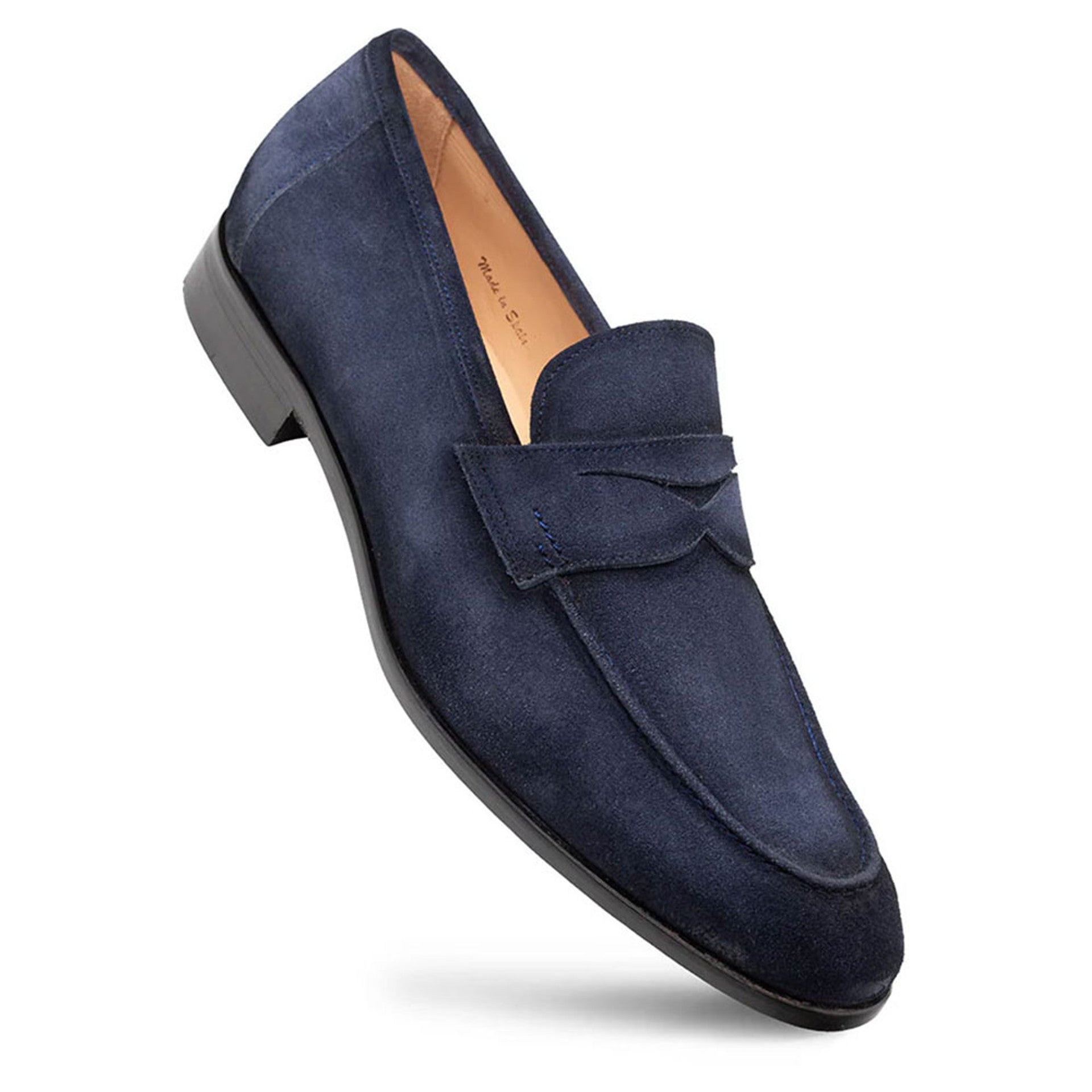 Caro Navy Suede Penny Loafers by Mezlan