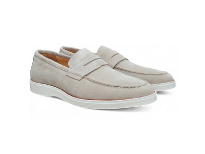 Supple Suede Penny Loafer with Sporty Sole Carrucci