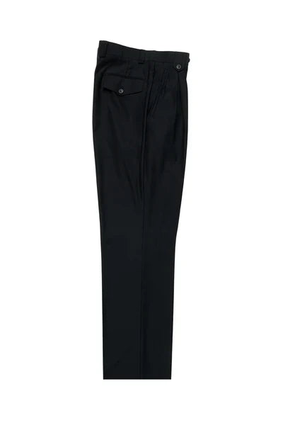 Tiglio Luxe Black Wide Leg Wool Dress Pant