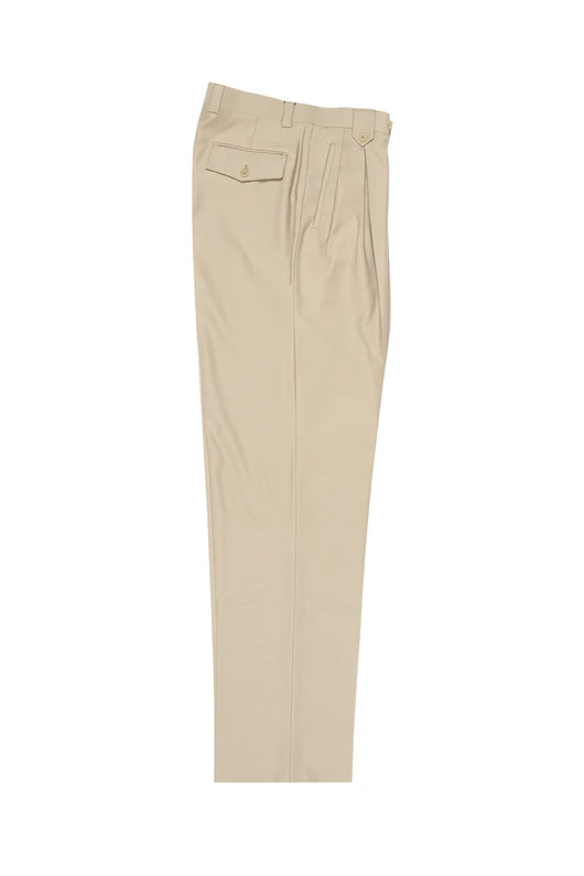 Tiglio Luxe Tan Wide Leg Pure Wool Dress Pants