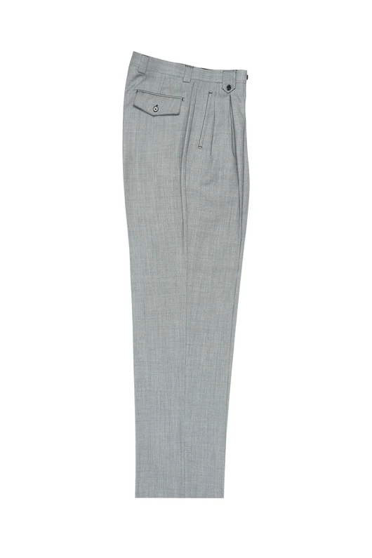 Light Gray Birdseye Wide Leg Wool Dress Pants