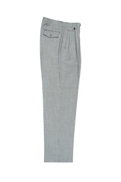 Light Gray Bridseye Wide Leg Wool Dress Pant by Tiglio Luxe