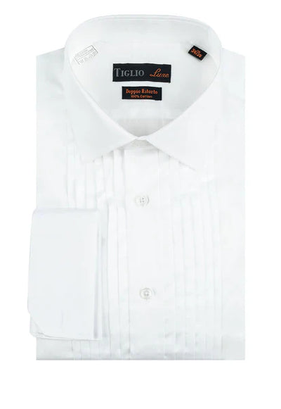 White Tuxedo Shirt French Cuff by Tiglio