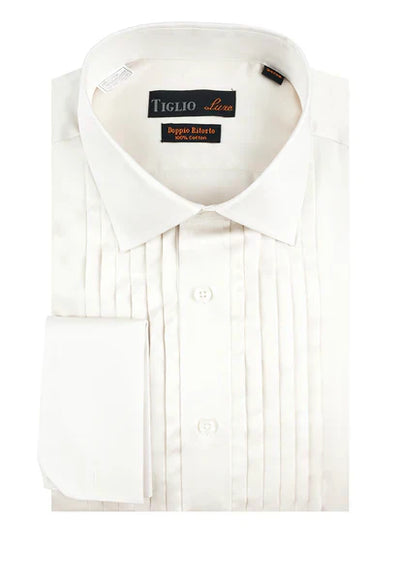 Off-White Tuxedo Shirt, French Cuff by Tiglio
