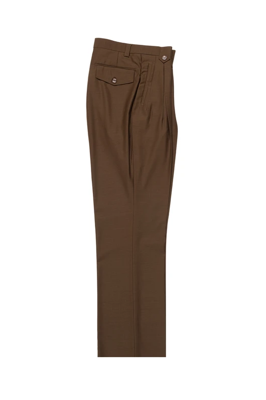 Tiglio Luxe Tobacco Wide Leg Wool Dress Pants