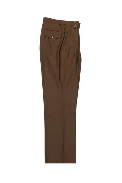 Tobacco Wide Leg Wool Dress Pant by Tiglio Luxe