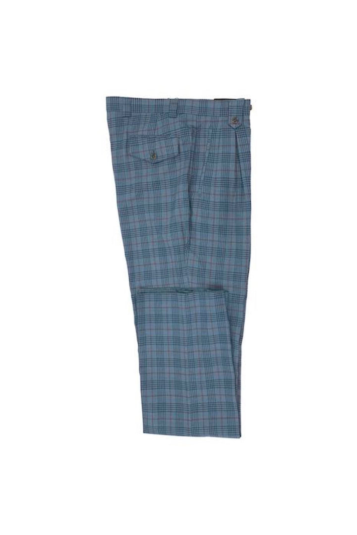 Tiglio Luxe Teal Windowpane Wide Leg Wool Pant