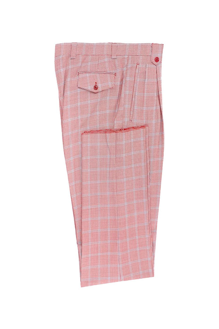 Red Houndstooth Wide Leg Wool Pants by Tiglio Luxe