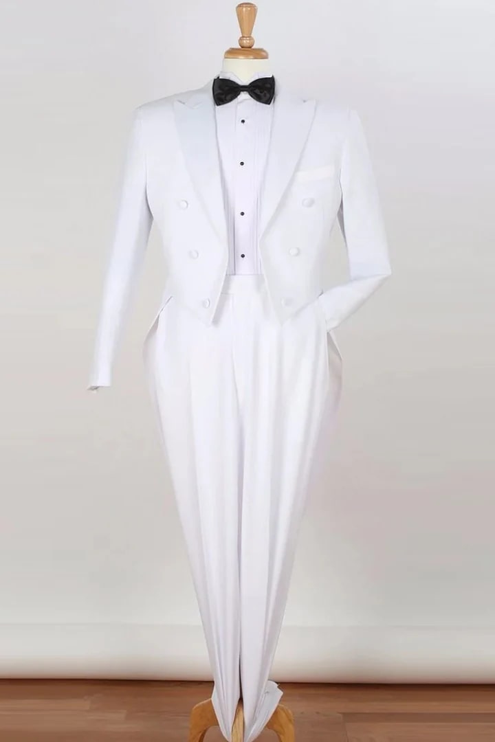 Classic Fit White Long Tail Tuxedo for Men