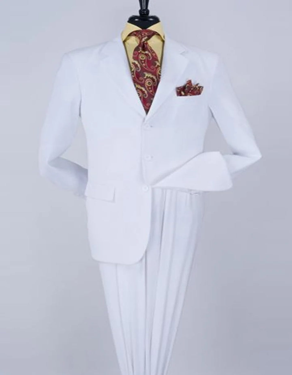 Classic White Groom's Three-Button Poplin Suit