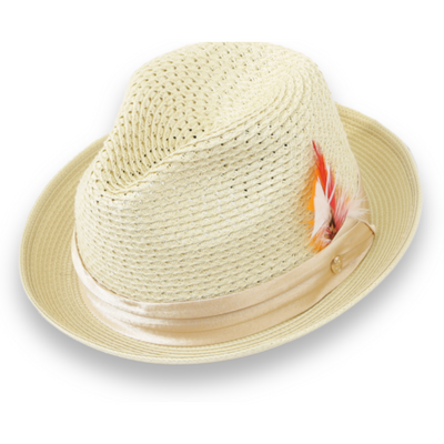 Castor Tan Fedora β Menβs Crushable Straw Dress Hat