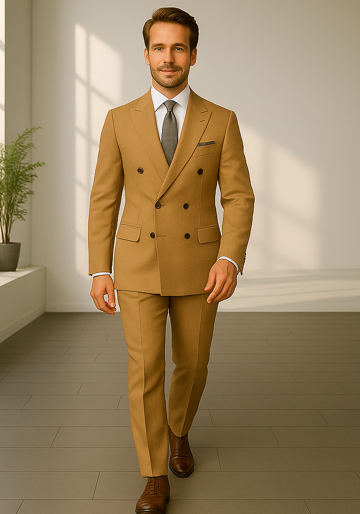 Italian Wool Double Breasted Pinstripe Suit