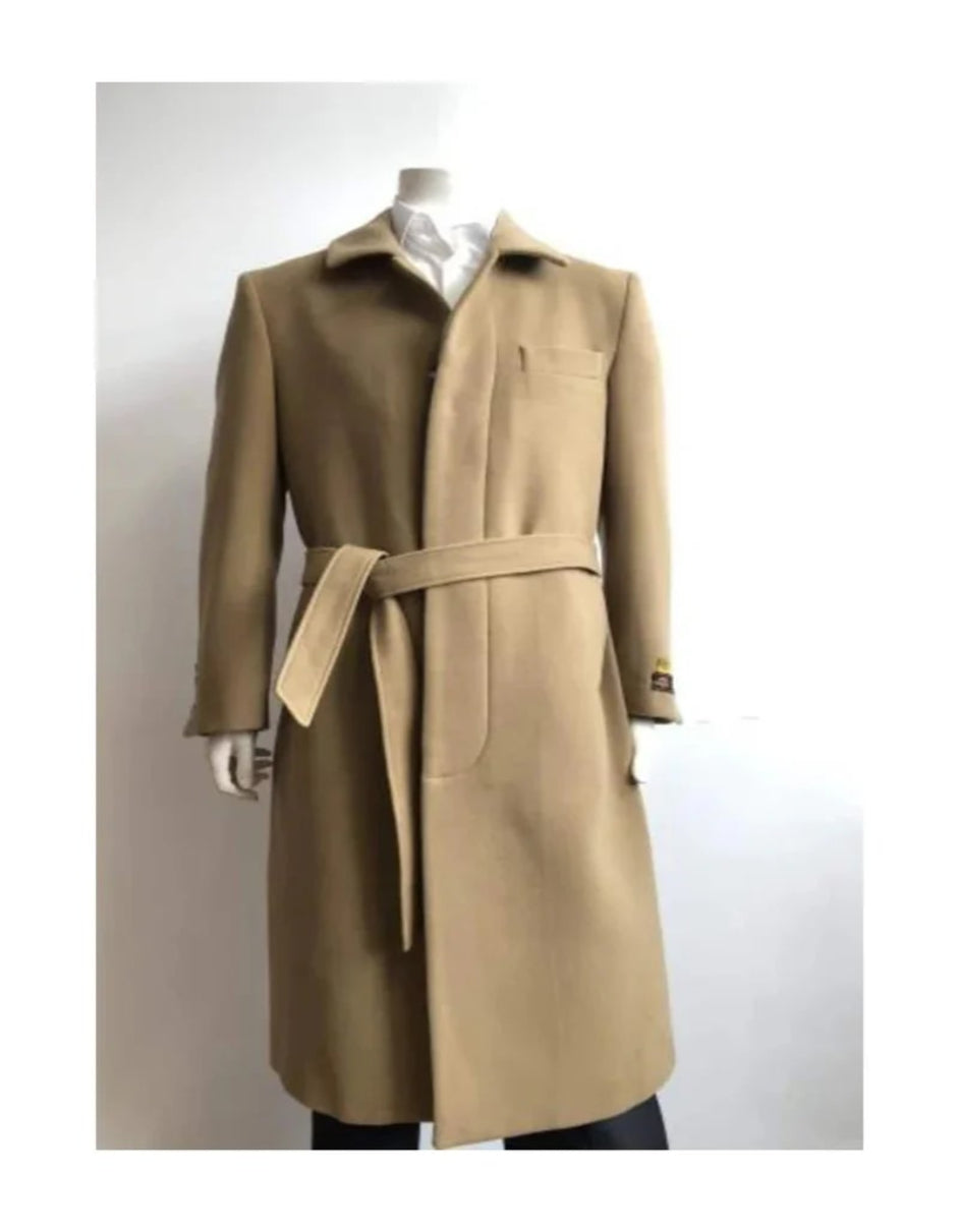 Very Dark Grey Long Wool Blend Men’s Overcoat