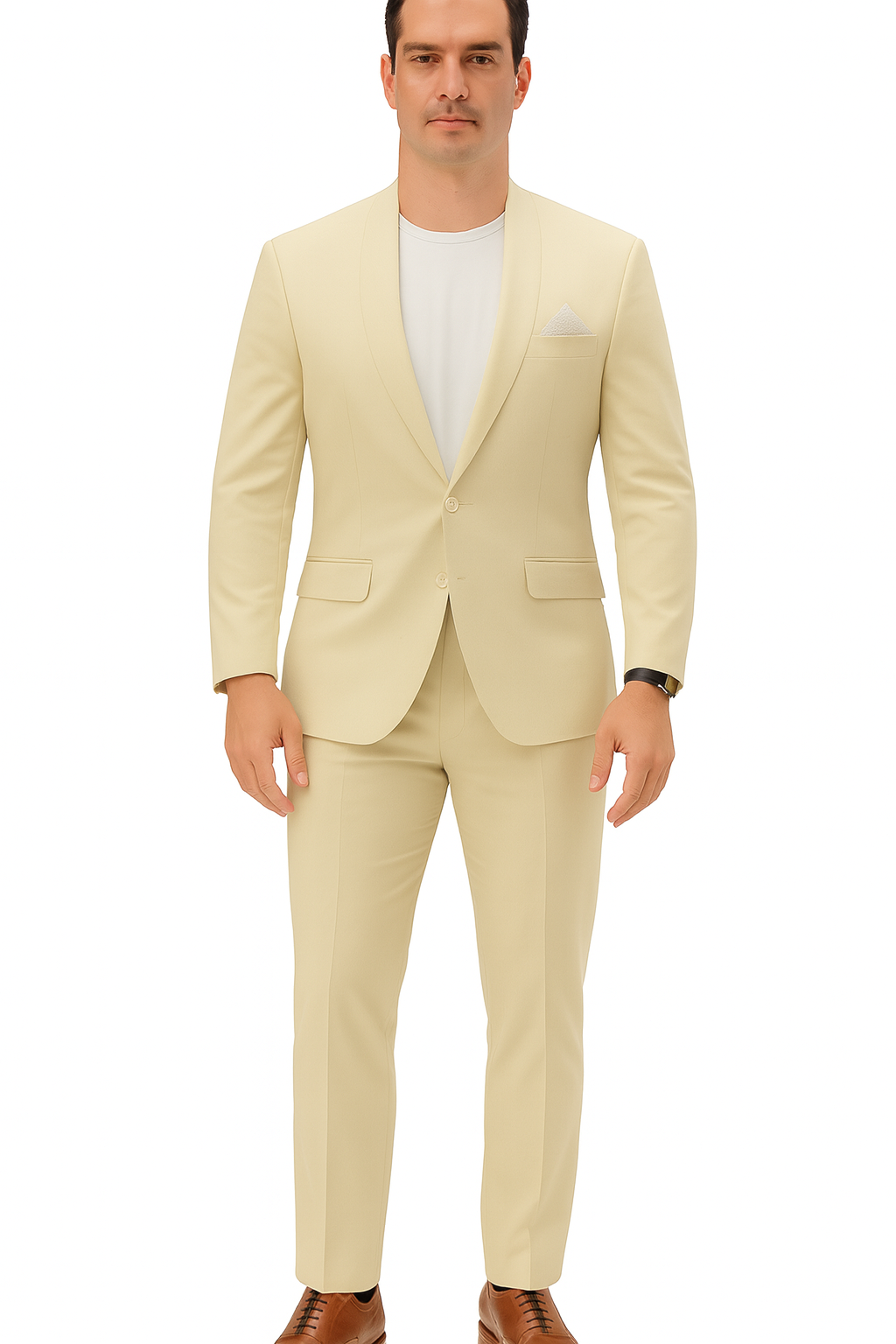 Two Piece Linen Suit Hybrid Fit No Collar
