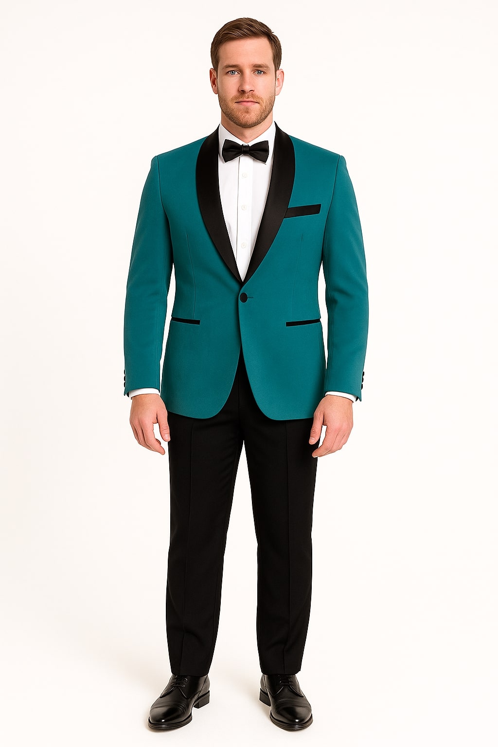 Teal Velvet One Button Men's Tuxedo with Satin Lapel