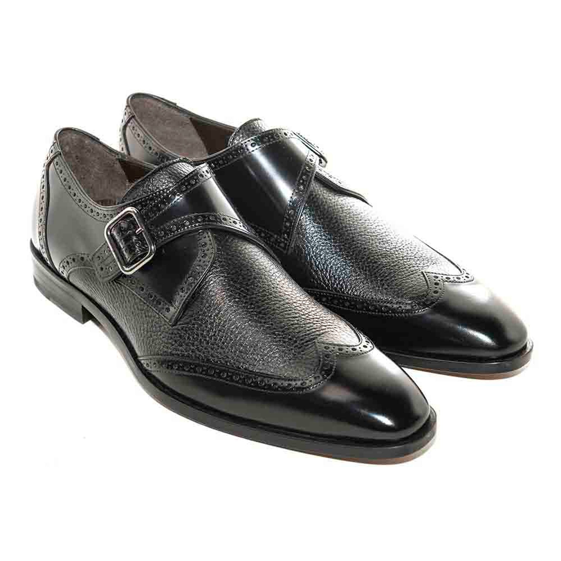 Senator By Mezlan Black Deerskin Monkstrap