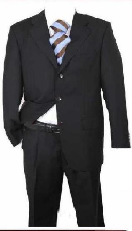 Men's Black Solid Cheap Priced Business Suits Clearance Sale Available In 2 Or 3 Buttons Style Regular Classic Cut