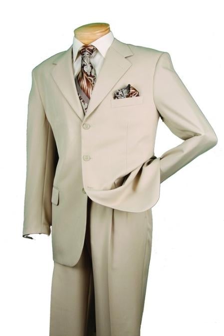 Men's Beige affordable Cheap Priced Business Suits Clearance Sale online sale Available in 2 or Three ~ 3 Buttons Style Regular Classic Cut