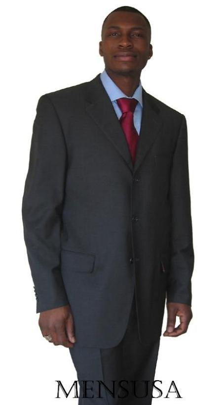 3 Buttons Heather Side Vented CHARCOAL GRAY SUPER 150S ~SUIT - Color: Dark Grey Suit