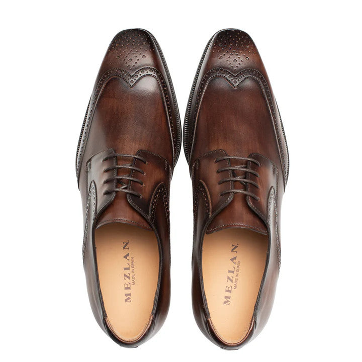 Tasso Wing Tip Derby Chestnut by Mezlan
