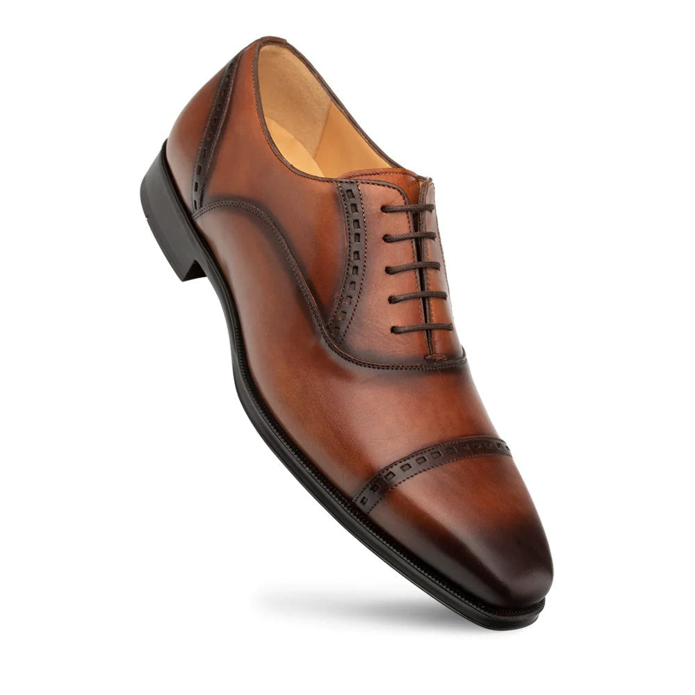 Amaro Cognac Leather Cap Toe by Mezlan