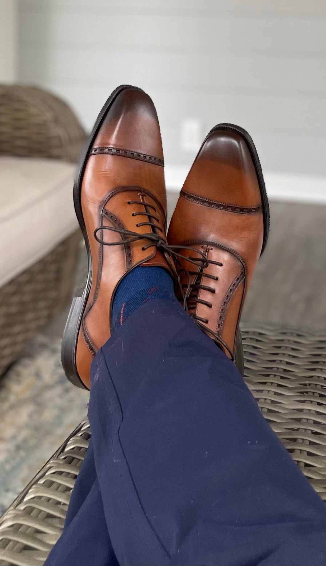 Amaro Cognac Leather Cap Toe by Mezlan
