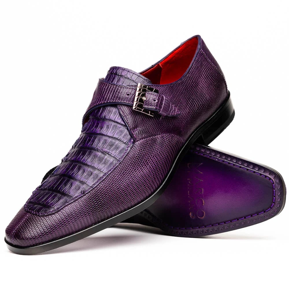 Toluca Purple Lizard & Crocodile Monk Straps