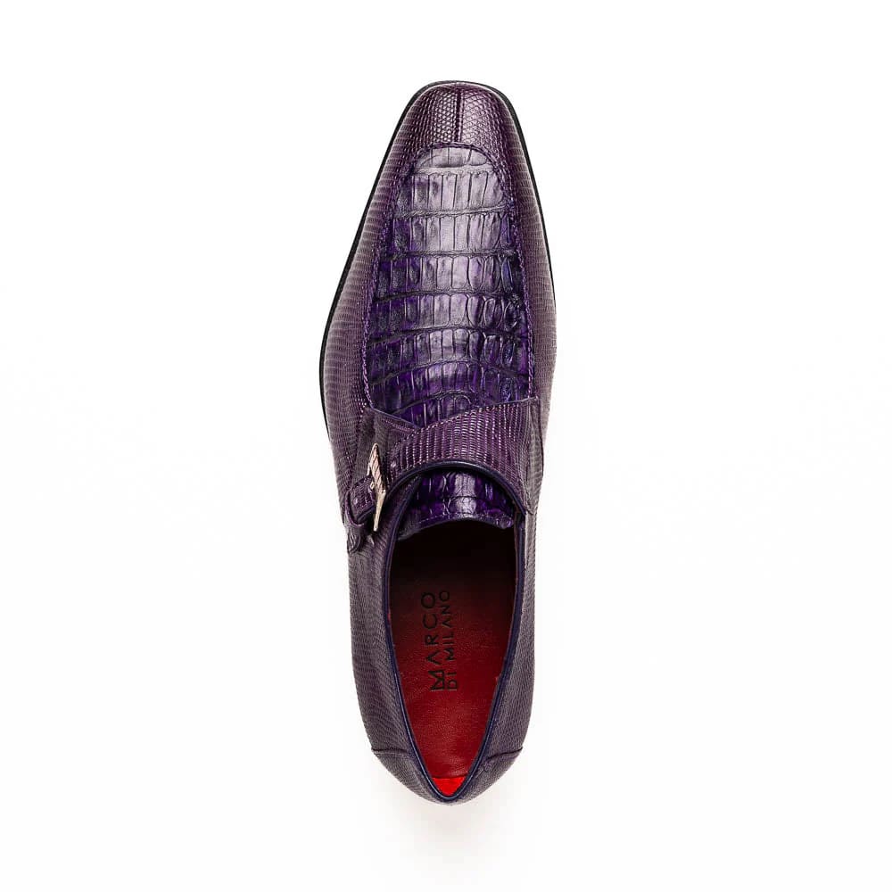 Toluca Purple Lizard & Crocodile Monk Straps