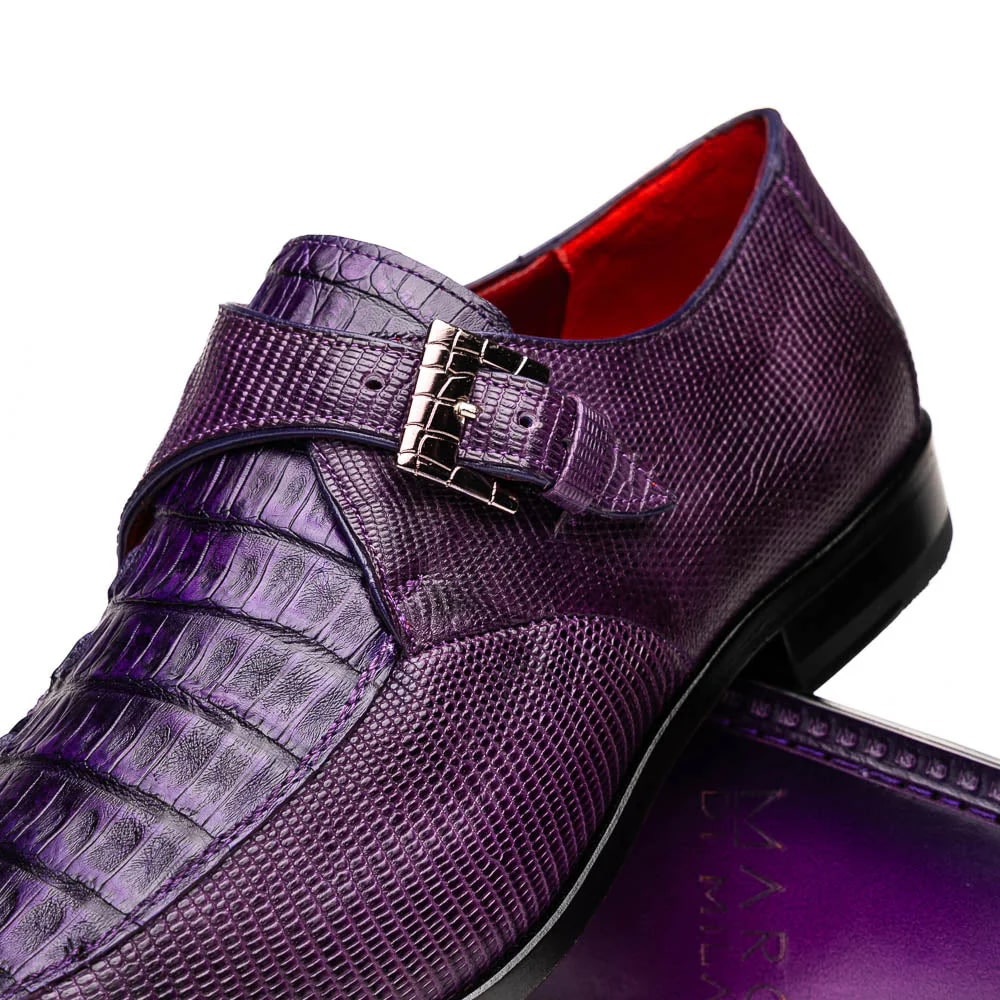 Toluca Purple Lizard & Crocodile Monk Straps