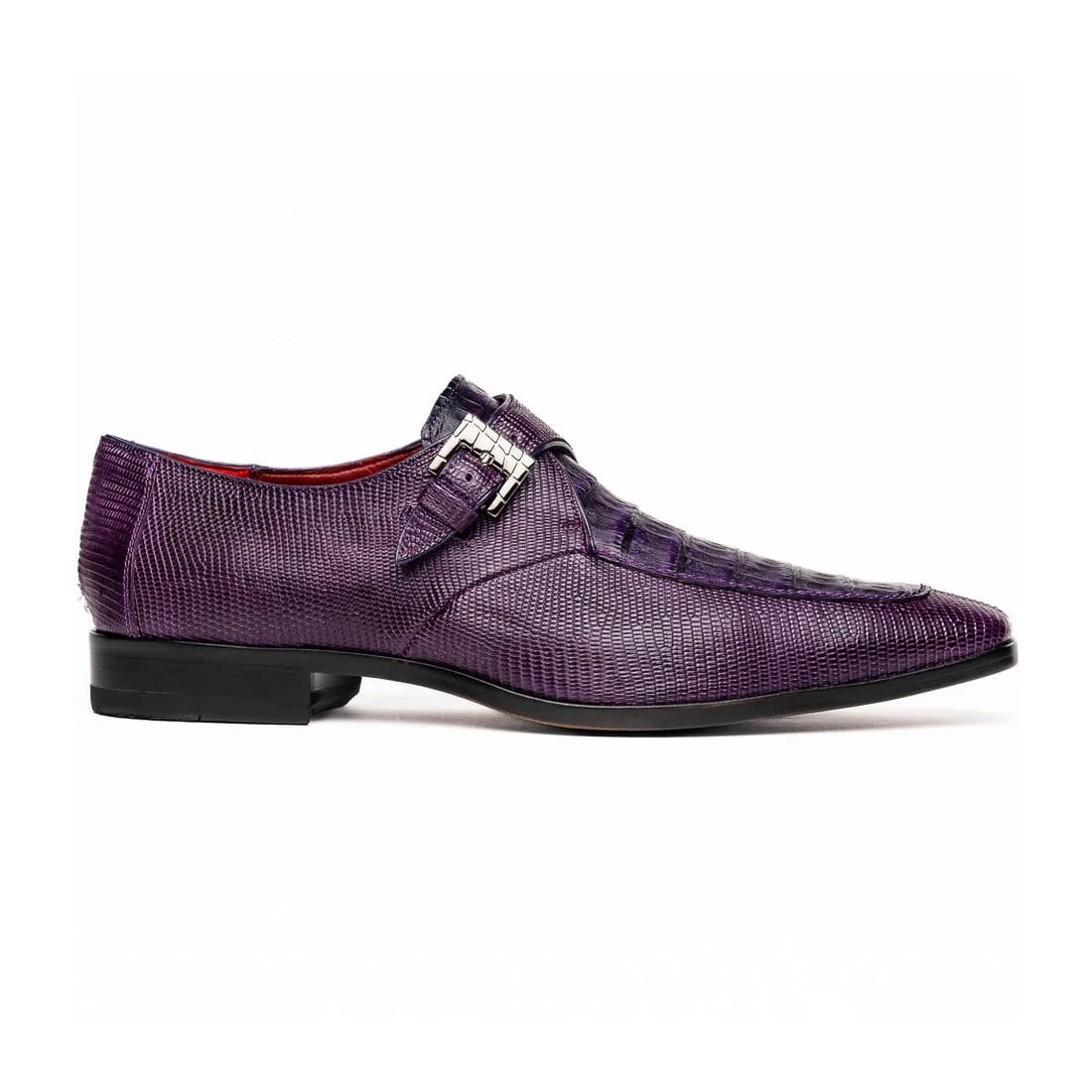 Toluca Purple Lizard & Crocodile Monk Straps