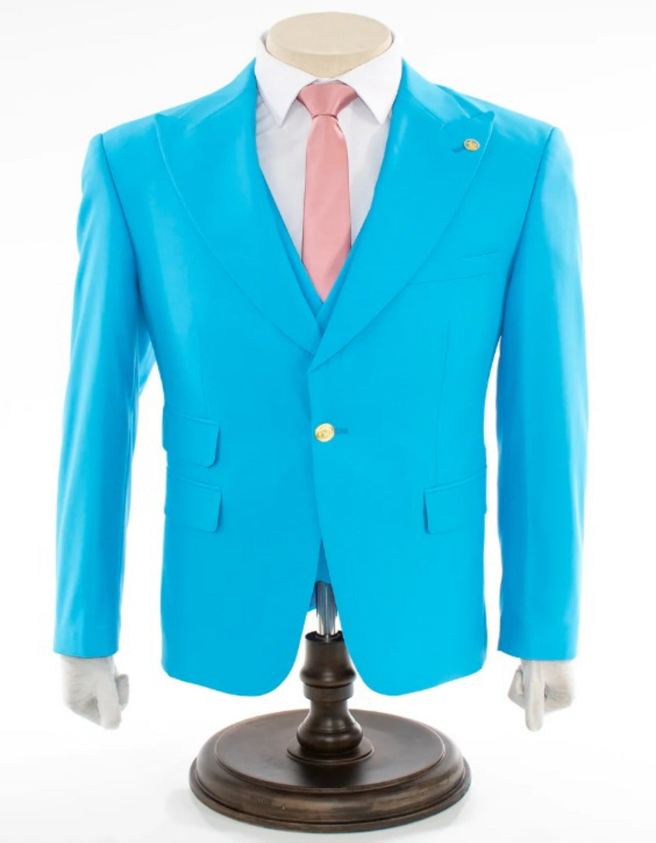 Turquoise Slim-Fit 3-Piece Suit