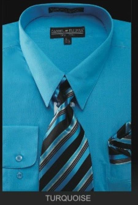 Affordable Clearance Cheap Mens Dress Shirt Sale Online Trendy - Mens Turquoise Dress Shirt Slim Fit Aqua Blue ~ Turquoise Color Men's Dress Shirt
