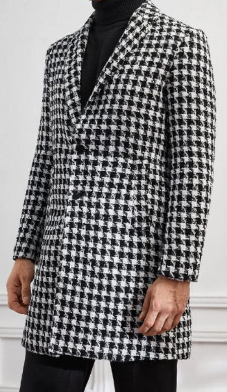Men's Houndstooth Tweed Overcoat