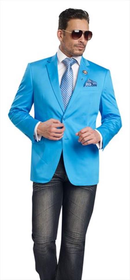 Men's Aqua ~ Turquoise Color 2 Button 2 Piece Blazer