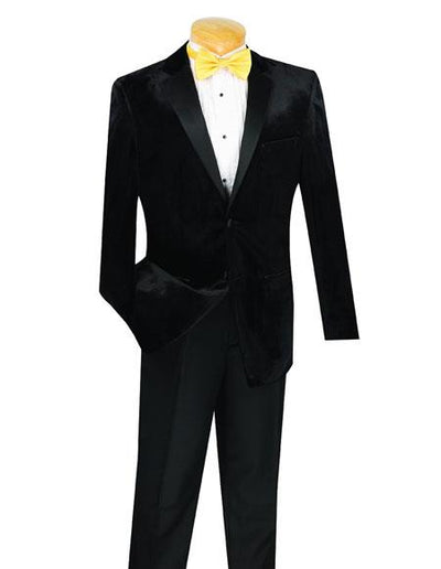 Men's 2 Button Velvet Tuxedo Black