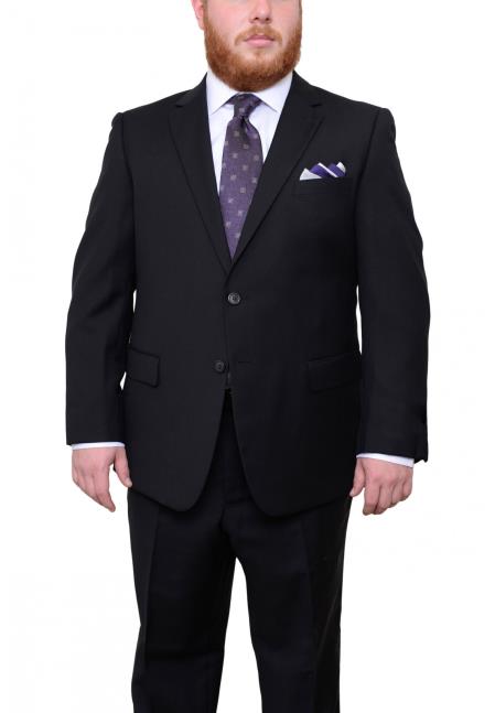 Mix and Match Suits Men's Two Button Portly Fit Black Tonal Suit Executive Fit Suit - Mens Portly Suit