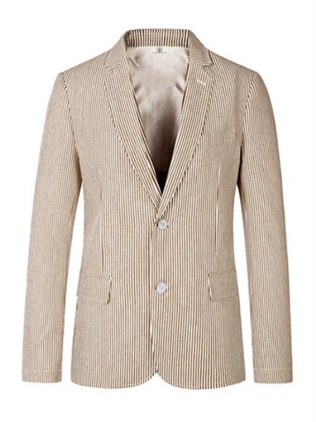 Men's Medium Brown 2 Button seersucker ~ sear sucker Sport Coat Cheap Priced Blazer Jacket For Men Online