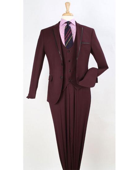 Men's Two Toned Lapel Venetian 1-Button Tuxedo Suit White